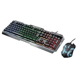 Kit Gamer Teclado e Mouse Trust GXT 845 Tural, LED Rainbown, Anti-Ghosting, 3200 DPI, 6 Botões, Preto