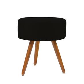 Puff Banqueta Redondo Em Suede Com Pés Palito Preto