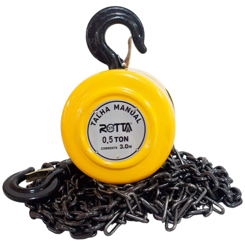 Talha Manual 0.5 Tonelada 500 kg com Corrente 3 Metros Elevação Rotta 376 10633