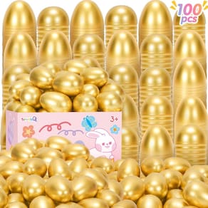 Ovos de Páscoa SevenQ de plástico dourado preenchível SevenQ 100 unidades para crianças