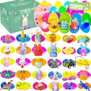 Ovos de Páscoa pré-cheios SQZUWIT 120 unidades com brinquedos e adesivos