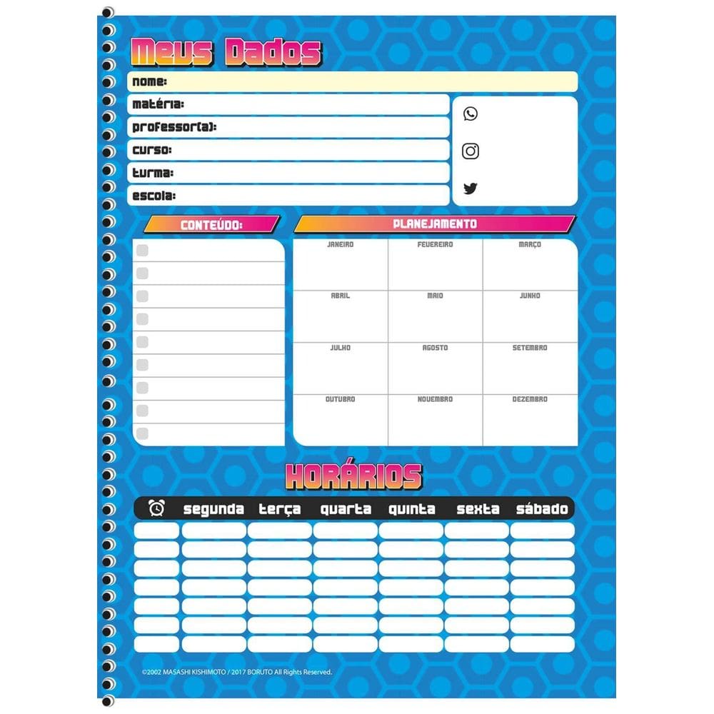 Caderno Escolar Boruto 1 Matéria Naruto Anime Personalizado