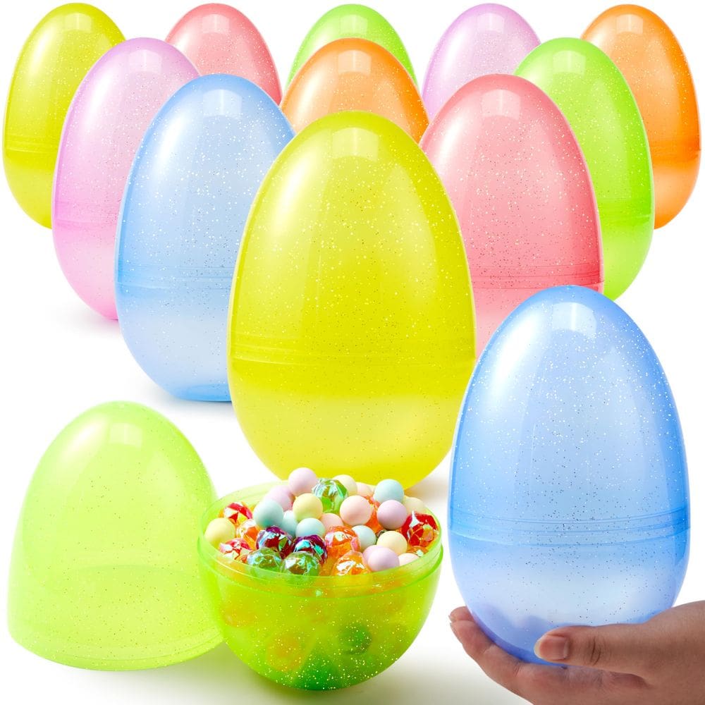 Ovos de Páscoa de plástico JOYIN Jumbo de 7 polegadas, 6 cores, 12 unidades