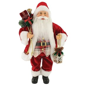Papai Noel 45Cm Roupa Xadrez Enfeitado Natal Msw