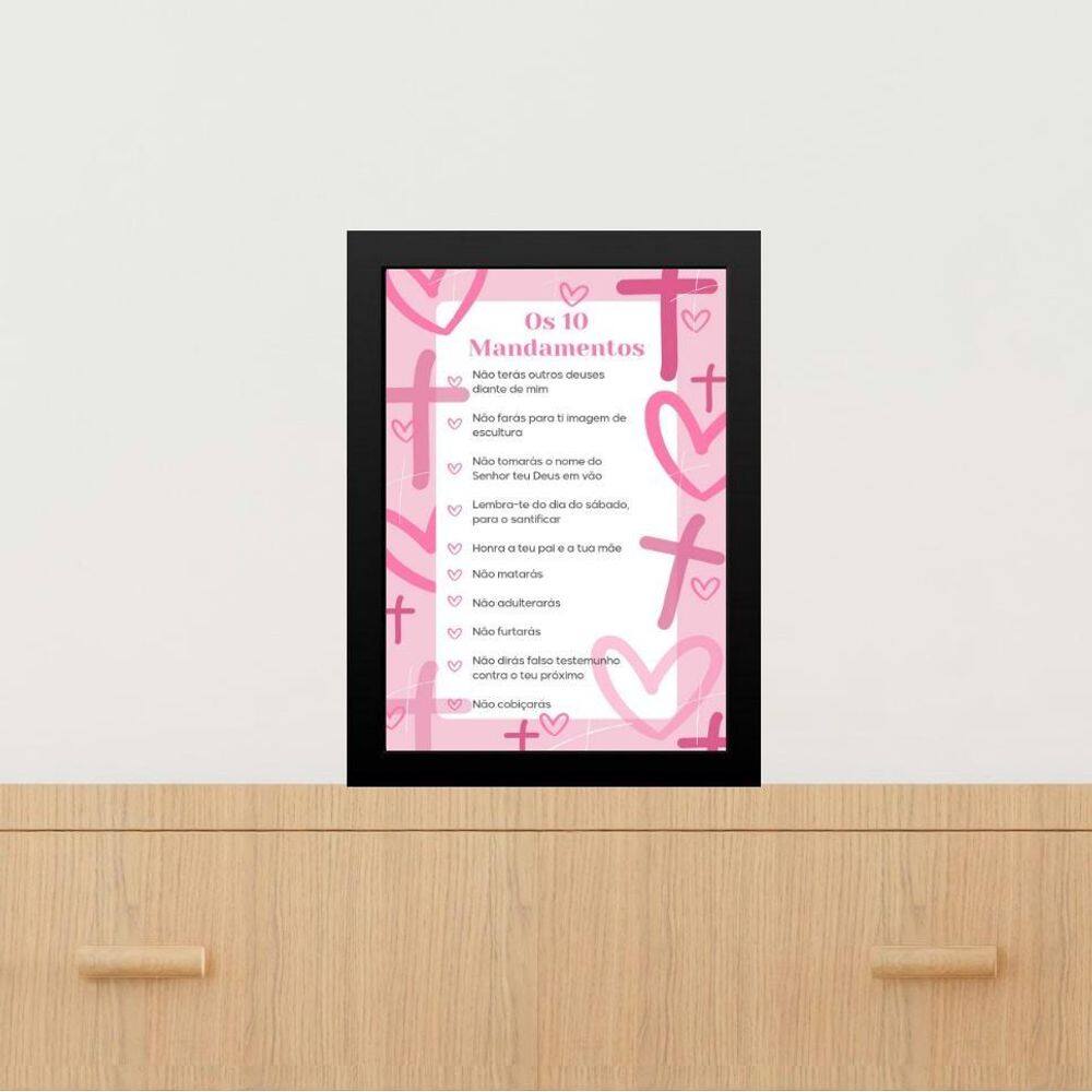 Quadro Decorativo Os 10 Mandamentos - Rosa 45X34Cm