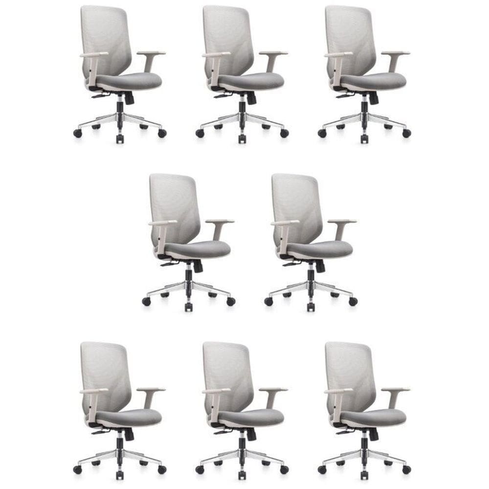 Kit 8 Cadeiras Escritório Diretor NR17 Tela Mesh Gamma Cinza