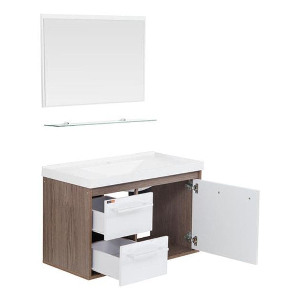 Kit Gabinete Para Banheiro Com Cuba E Espelho 41X63X31