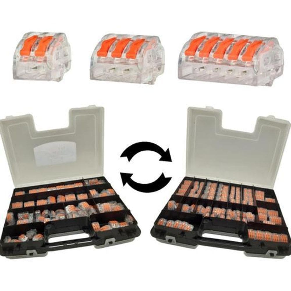 Kit 200Pçs Conector Emenda Alavanca Rápida Borne 2,3,5 Fios