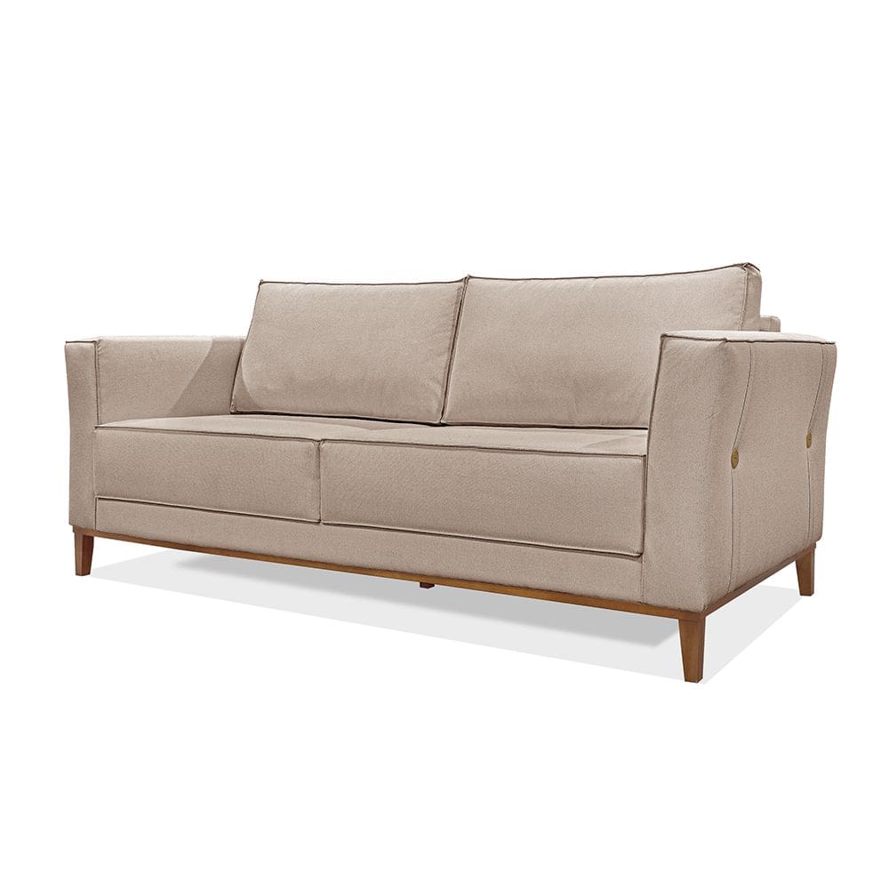 Sofá Barão 3 Lugares 2,30 Linho Rustico Areia - Lucadi Home