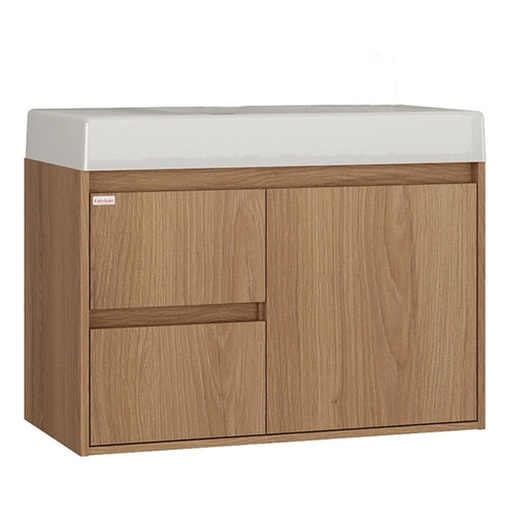 Gabinete Para Banheiro Marrom E Madeira Capri 64x78x42 Cm