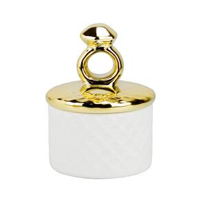 Enfeite Porta Objeto Anel Dourado 11x7.5x7.5cm