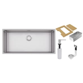 Cuba Tramontina Design Collection Quadrum 90 Em Aço Inox Com Acabamento Scotch Brite Com Dosador De Sabão, Tábua E Cesto