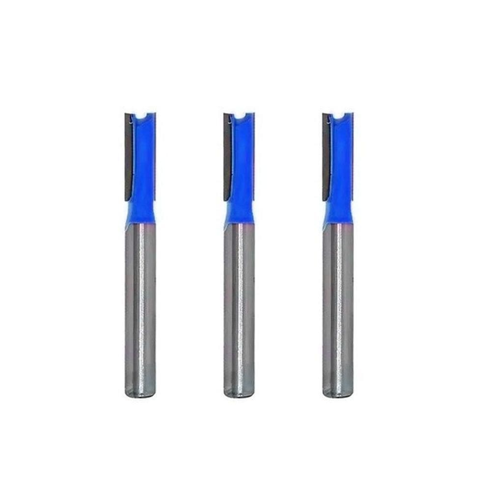 Kit 3 Fresas Retas 6Mm 2 Dentes De Metal Duro Para Tupia