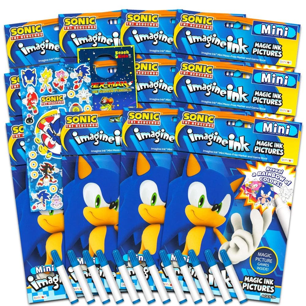 Conjunto de livros para colorir Sonic the Hedgehog com tinta mágica e adesivos