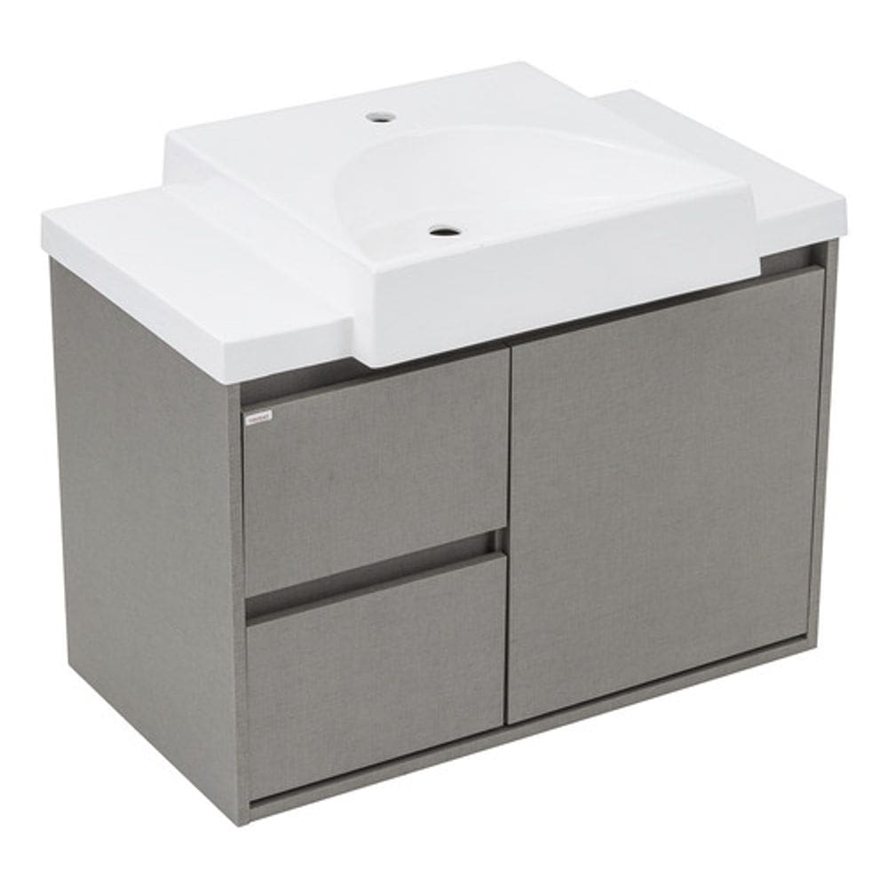 Gabinete Para Banheiro Grigio E Madeira Atlas 54x78x42 Cm