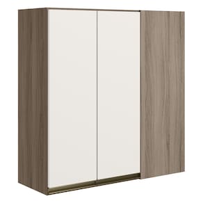 Armario Canto Reto 2P MDF 86cm Kali 12043 Carvalho Toq Off White Cetim Nicioli