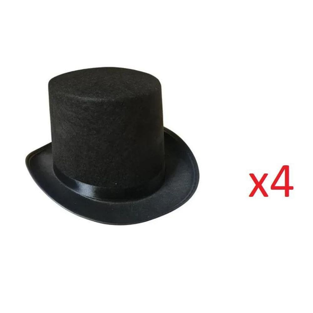 4 Cartolas Chapéu Magico Preto Tamanho Único Casamento Festa