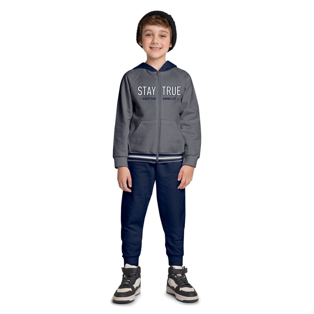 Conjunto Infantil Menino Kyly Moletom Azul Jaqueta e Calça