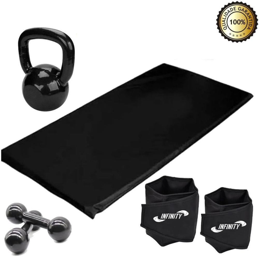 Kit Aeróbico Em Casa Caneleira 3 Kg + Colchonete + Halter 3
