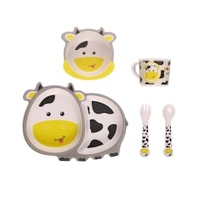Conjunto de louças para crianças Fekdod Bamboo, 5 peças com copo de prato