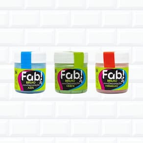 Kit Brilho Para Decoração Fab Azul Verde Vermelho Glitter