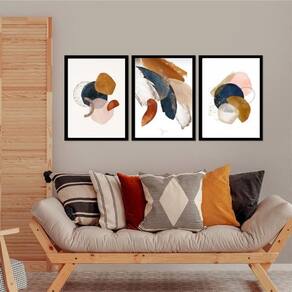 Kit 3 Quadros Decorativos Abstratos Sofisticados 24X18Cm