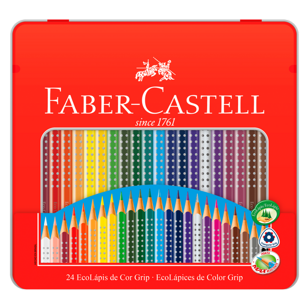 Ecolápis De Cor Faber Castell Grip Estojo Com 24 Cores