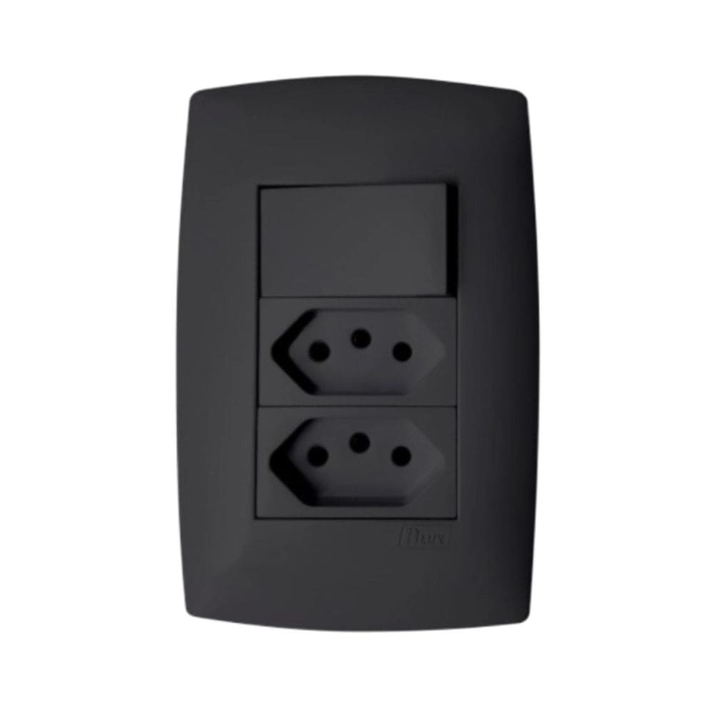 Conjunto Interruptor Simples + 2 Tomadas Com Placa 20A Home