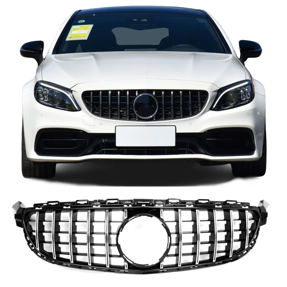 Grade Frontal Mercedes Classe C W205 GTR AMG Preto Cromado