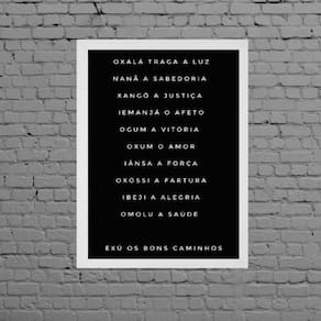 Quadro Candomblé Nomes Orixás 33X24Cm - Com Vidro