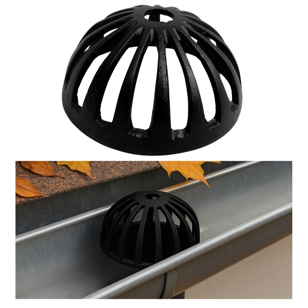 Ralo Anti Entupimento de Calhas para Condutor Tubo de 75mm 3 polegadas em Alumínio Preto