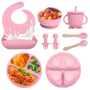 Conjunto de alimentação para bebês Catvegue Silicone 8 peças sem BPA por mais de 6 meses