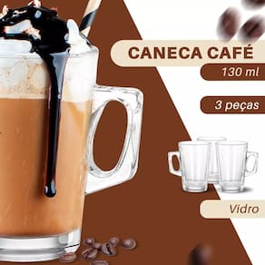 Canecas Vidro Lungo Chá e Café Conjunto 3 Peças 130 Ml Dolce Home