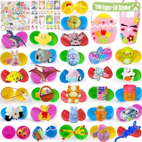 Ovos de Páscoa pré-cheios SQZUWIT 200 unidades com brinquedos e adesivos