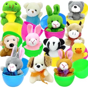 Ovos de Páscoa recheados com mini brinquedo de pelúcia para animais de pelúcia, 12 peças Tuzuaol