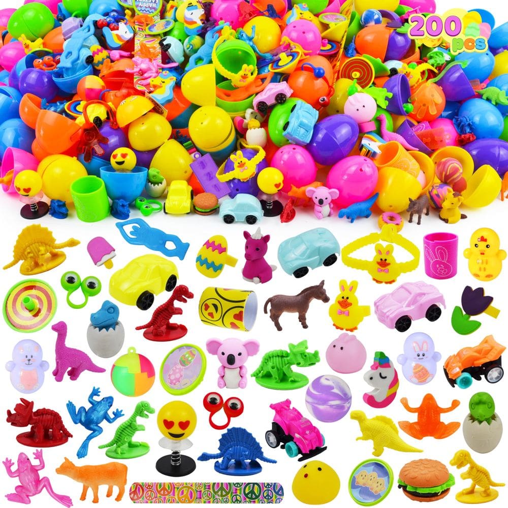 Ovos de Páscoa pré-recheados JOYIN 200 unidades com brinquedos variados