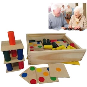 Jogo Para Idoso Coordenação Torre Inteligente Em Madeira