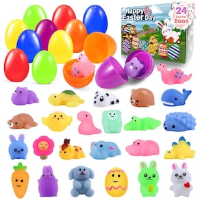 Ovos de Páscoa pré-recheados CLAPET com brinquedos Mochi Squishy, 24 unidades