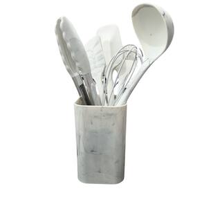 Kit 6 Utensílios Em Silicone Com Porta Talheres De Cozinha