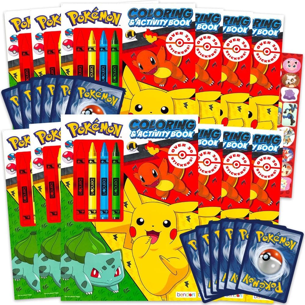 Pacote de lembrancinhas de festa Pokémon com livros e cartões para colorir para crianças