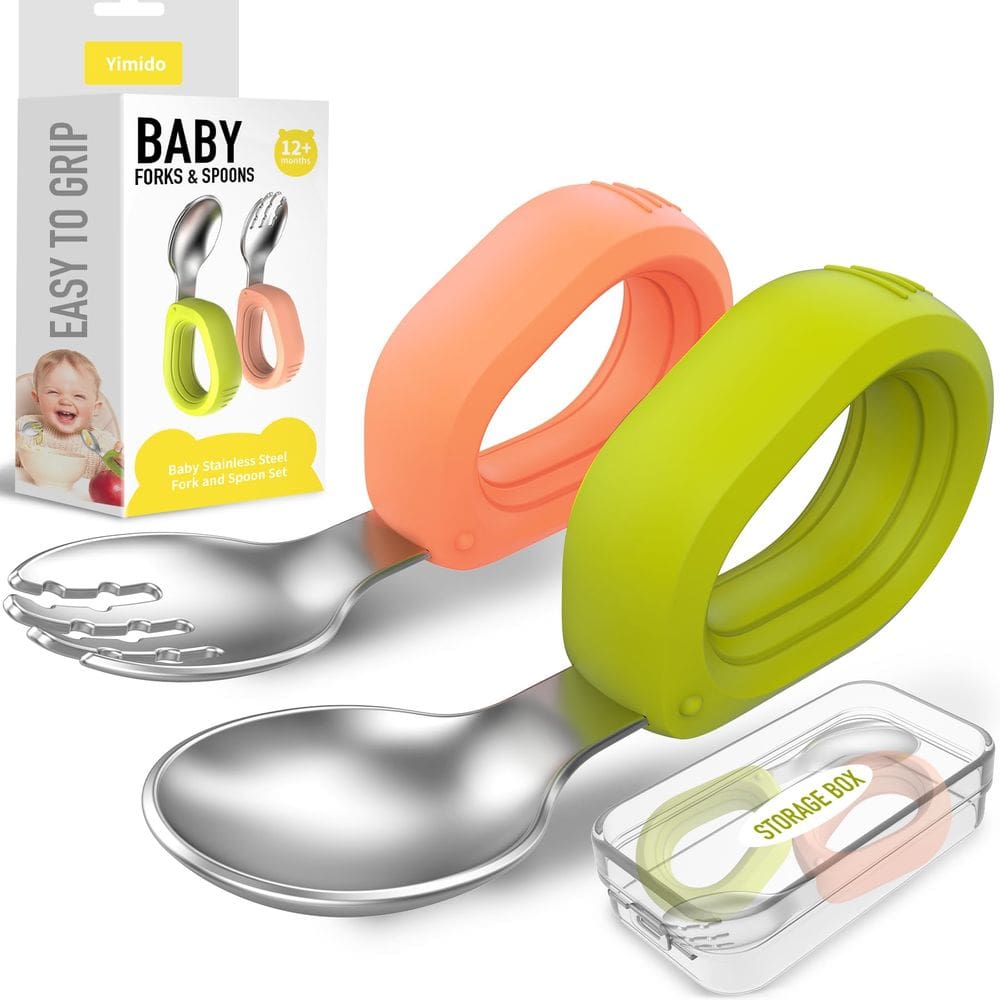 Utensílios infantis Yimido Baby Garfos e Colheres, Conjunto de Aço Inoxidável