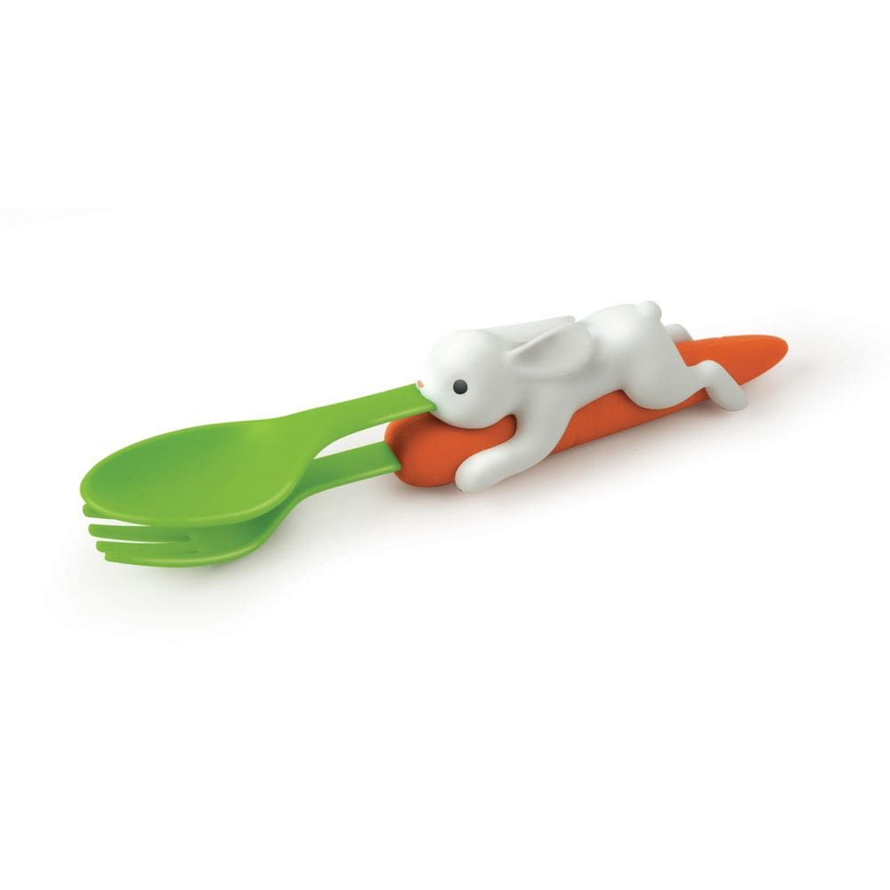Utensílios para crianças Nesting Snack genuínos, garfo de cenoura para coelhos e colher de coelho