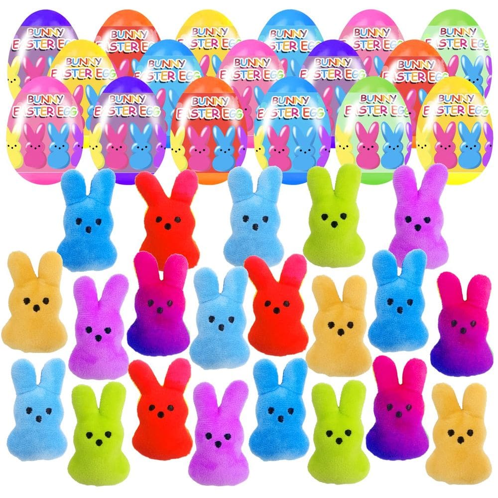 Ovos de Páscoa pré-cheios Holydeck com brinquedos de coelhinho de pelúcia x18