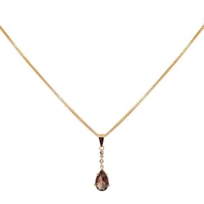 Colar Prata 925 Banhada Em Ouro 18K Gota Marrom E Brilhantes