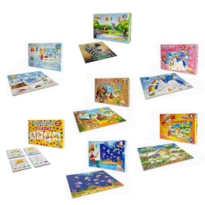 Kit Completo 7 Quebra Cabeça Infantil Divertido Em Madeira