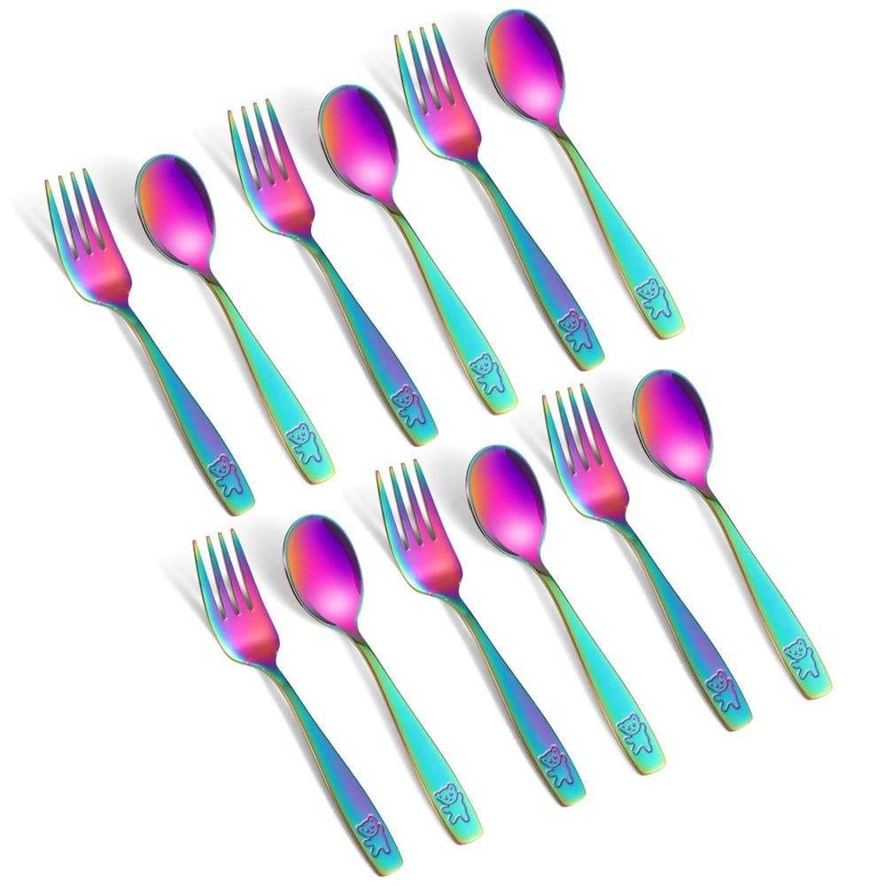 Utensílios para crianças, conjunto de talheres Pimoys Rainbow, 12 peças