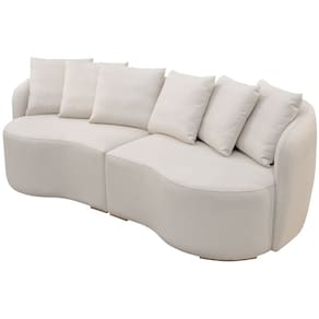 Sofá Rondomóveis Praia R910 Soft Clean Orgânico 4 lugares com almofadas pés de madeira em tecido Chenile Bege