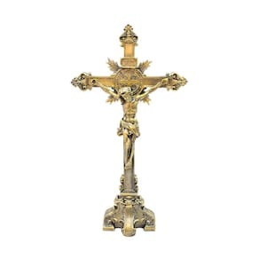 Crucifixo Dourado De Mesa 54.5cm - Enfeite Resina