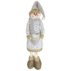 Boneco De Neve Natalino 60Cm Tecido Branco/Cinza Natal