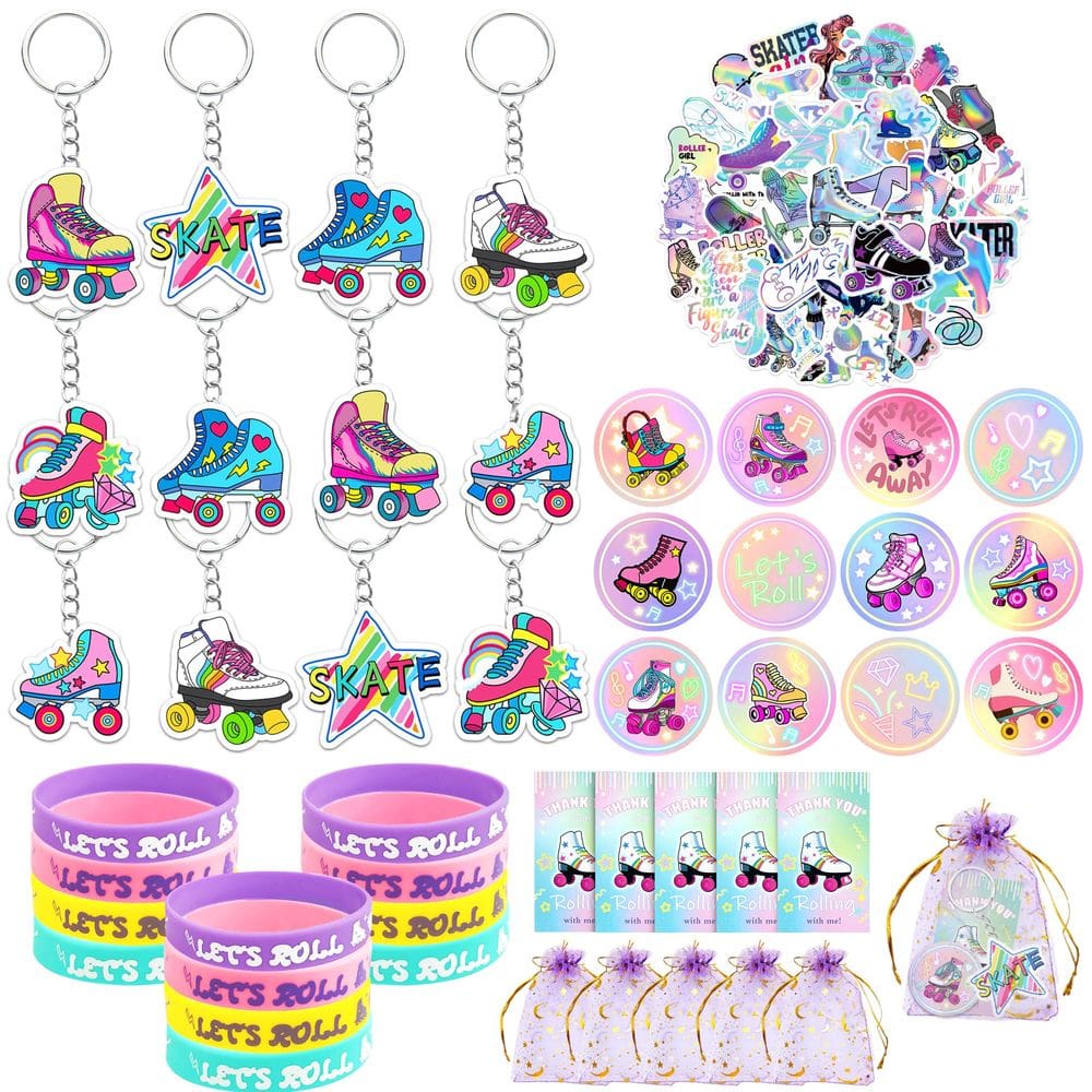 Conjunto de lembrancinhas de festa Roller Skate 110 unidades para Hip Hop Disco 80s 90s